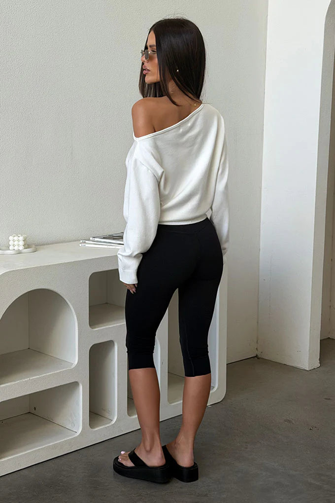Tovah Off Shoulder Long Sleeve Knit - White