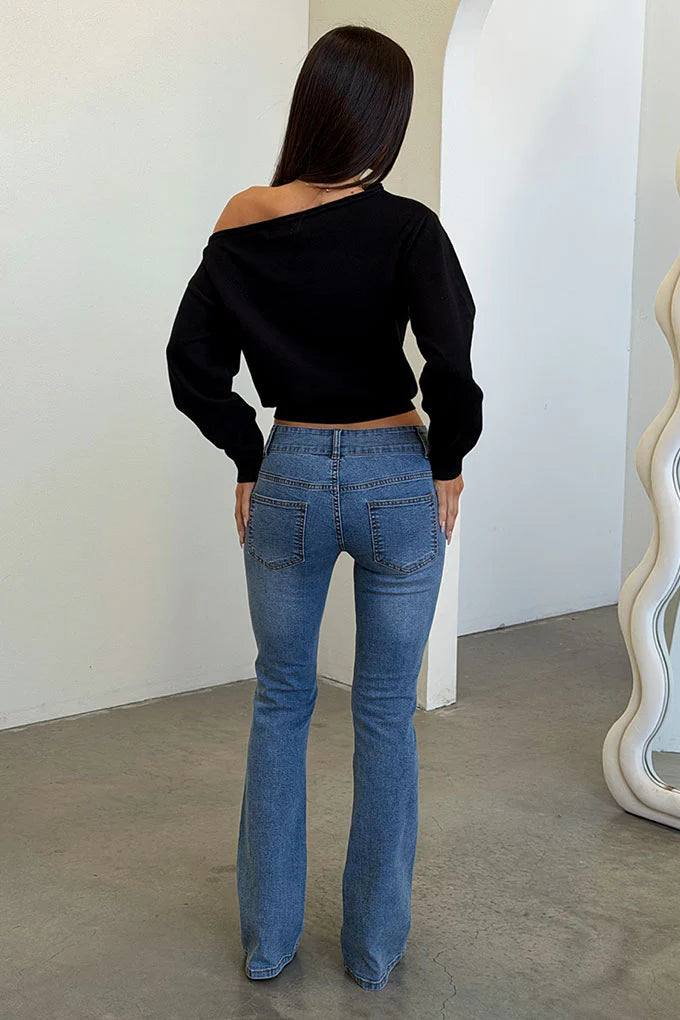 Tovah Off Shoulder Long Sleeve Knit - Black