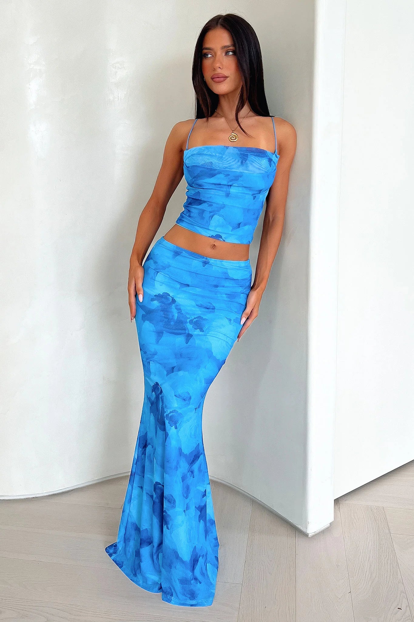 Ryleigh Crop - Blue Floral