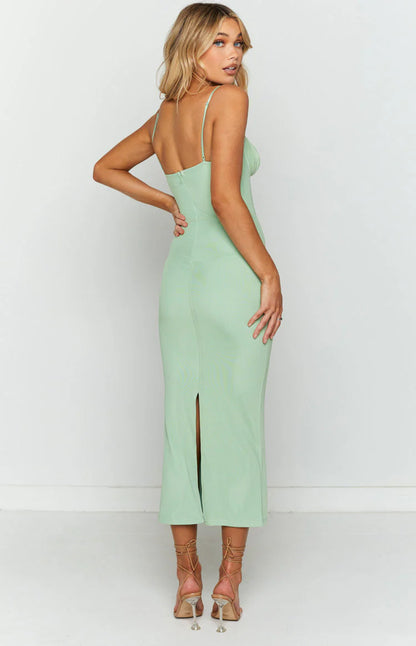 Long Island Green Midi Mesh Dress