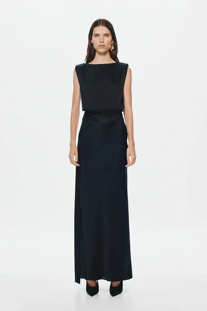 Misha Rocky Satin Dress - Black