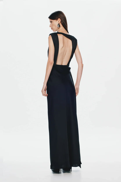 Misha Rocky Satin Dress - Black
