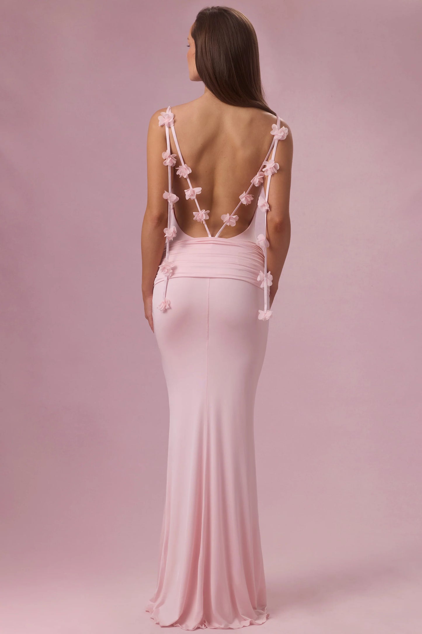 Jersey Draped Gown in Blush