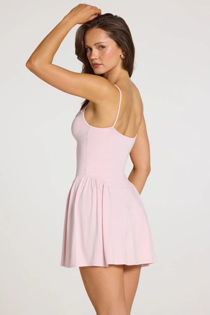 Modal Lace-Trim Mini Dress in Baby Pink