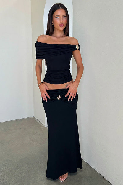 Malika Off-Shoulder Top - Black