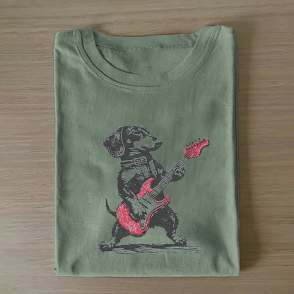 Vintage Dachshund Weenie Playing Guitar T-shirt