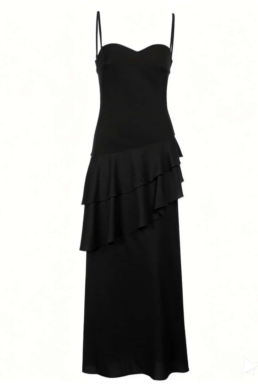 Straps Blue Chiffon Tiered Maxi Dress