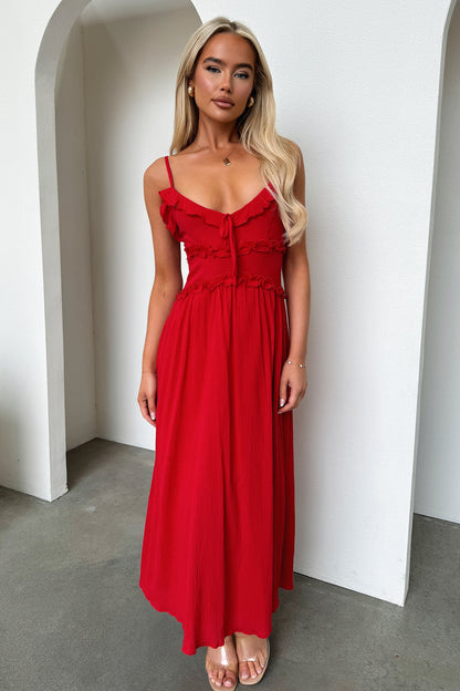 Nicola Midi Dress - Red