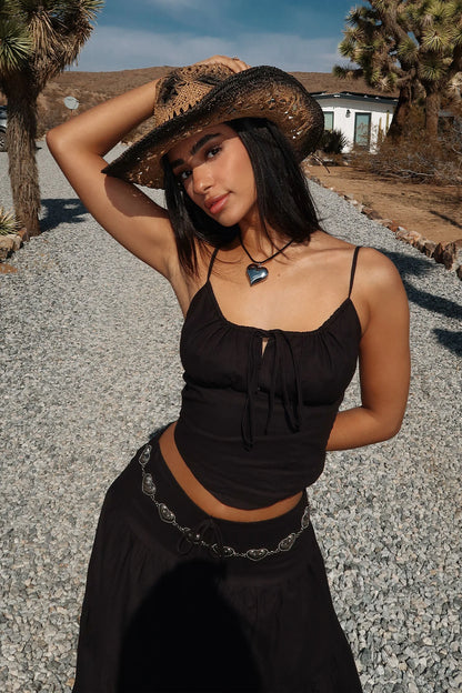 Barbados Linen Top - Black