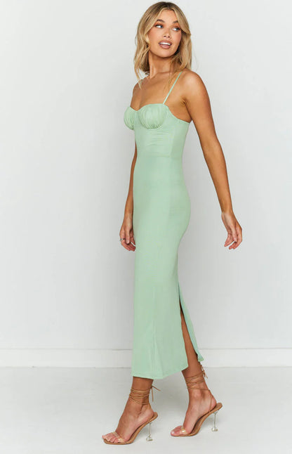 Long Island Green Midi Mesh Dress