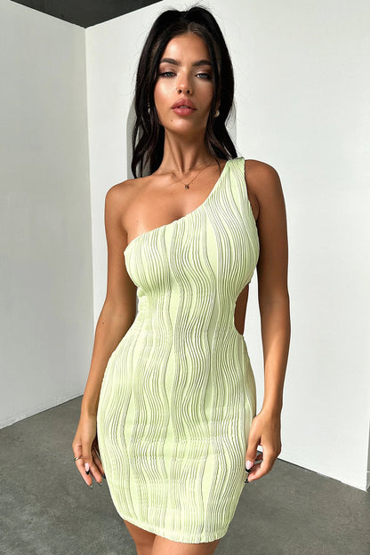 Trami One Shoulder Mini Dress - Green