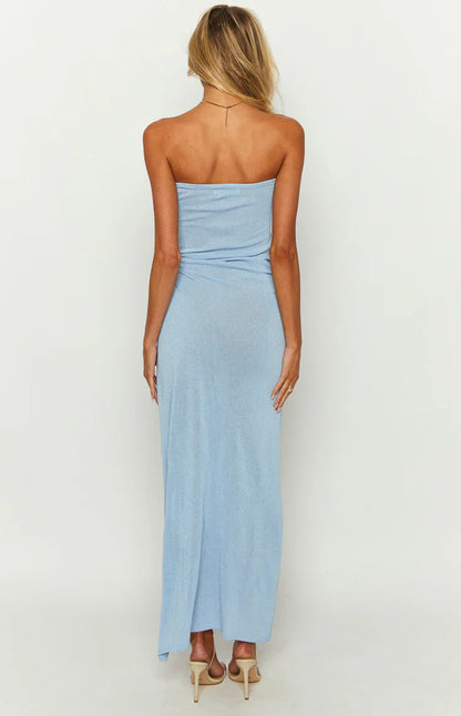 Girls' Night Out Blue Knit Midi Dress