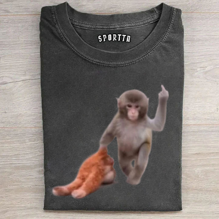 Punch-kun Monkey Meme Graphic T-shirt