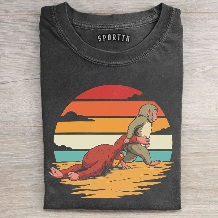 Punch-kun Monkey Meme Graphic T-shirt