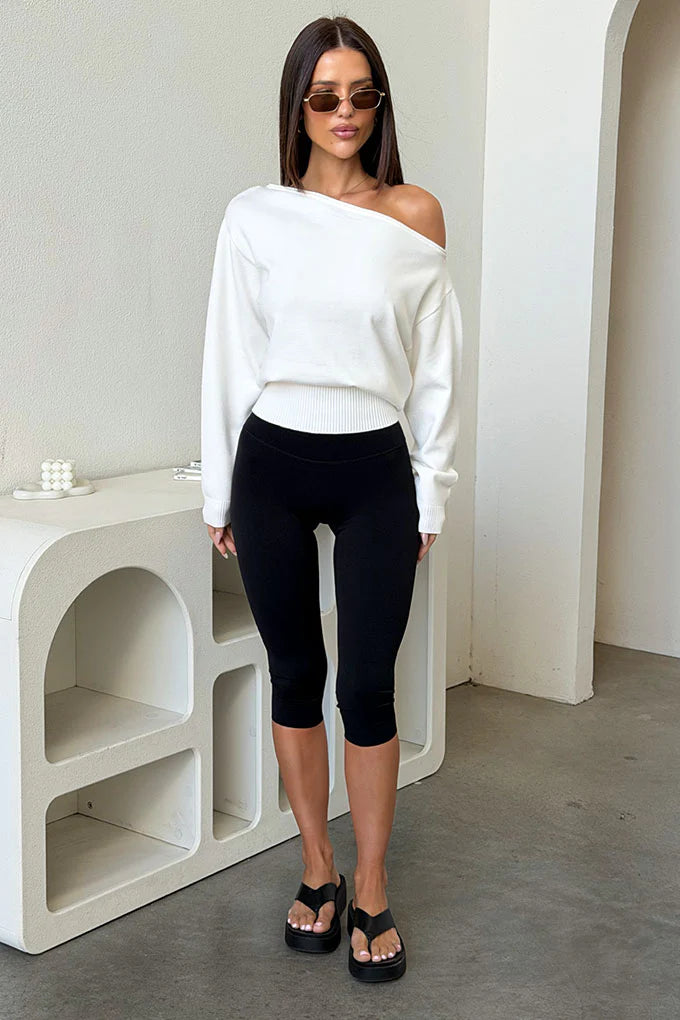Tovah Off Shoulder Long Sleeve Knit - White