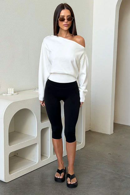 Tovah Off Shoulder Long Sleeve Knit - White