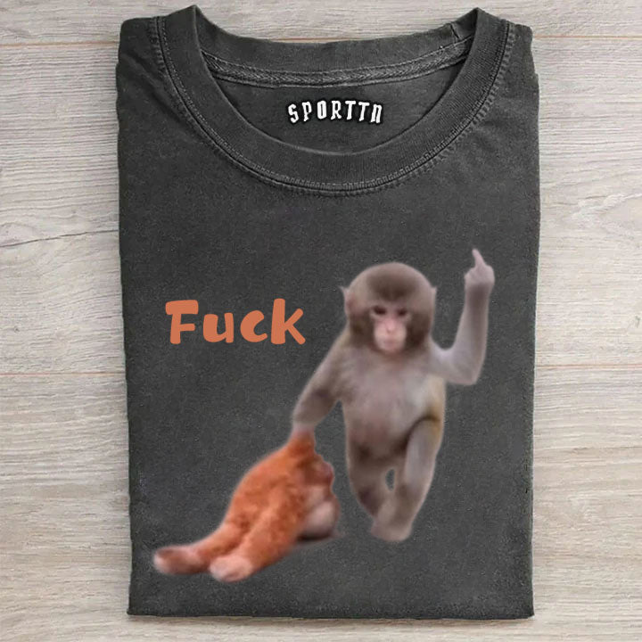 Punch-kun Monkey Meme Graphic T-shirt