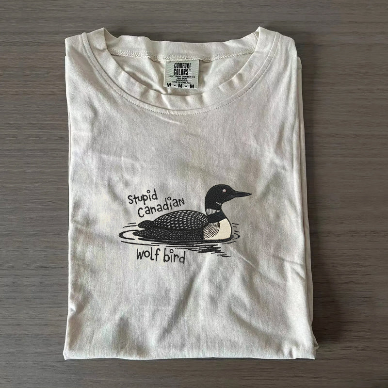 Stupid Canadian Wolf Bird Funny Williams & Storrie Hockey T-shirt