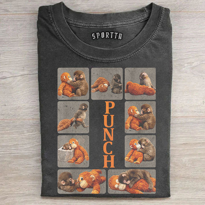 Punch-kun Monkey Meme Graphic T-shirt