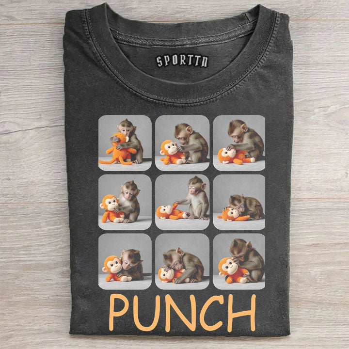 Punch-kun Monkey Meme Graphic T-shirt