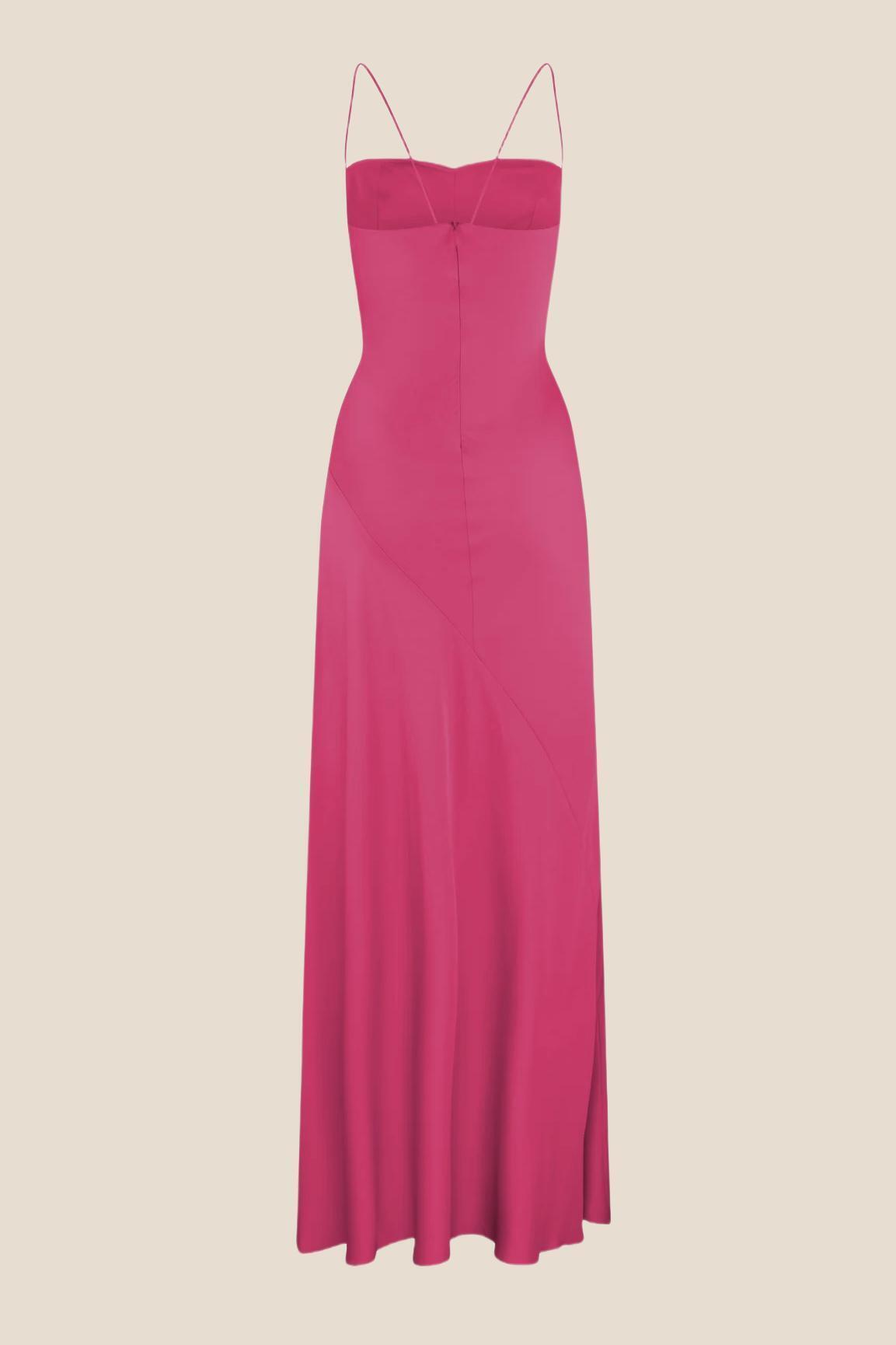 Spaghetti Straps Red Long Dress with Slit