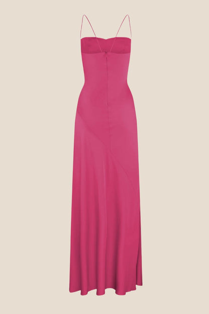 Spaghetti Straps Red Long Dress with Slit