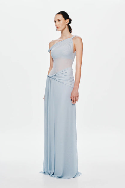 Misha Sisal Mesh Maxi Dress - Dove