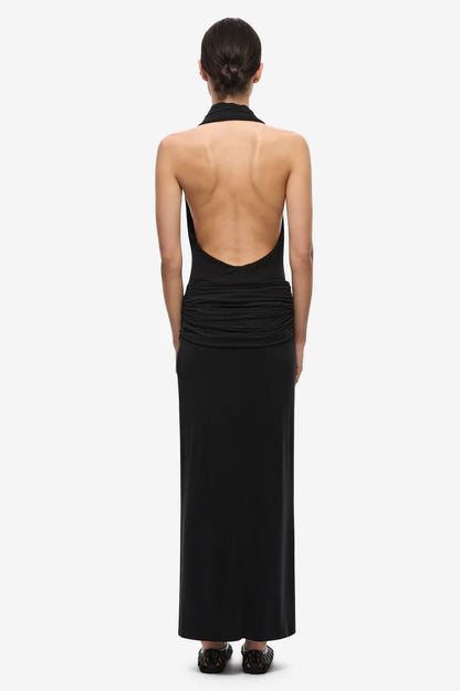 Misha Cabana Cupro Dress - Black