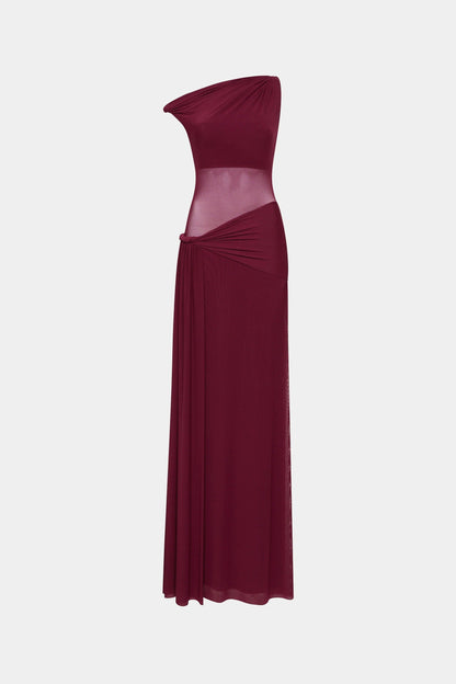 Misha Sisal Mesh Maxi Dress - Port