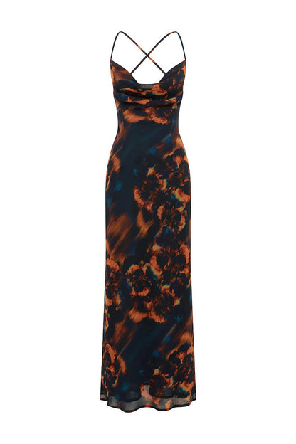 Bridgette Cowl Maxi Dress - Valina Orange