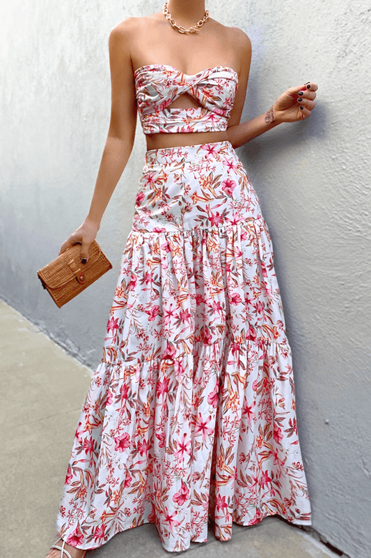 Ayla Maxi Skirt - White Floral