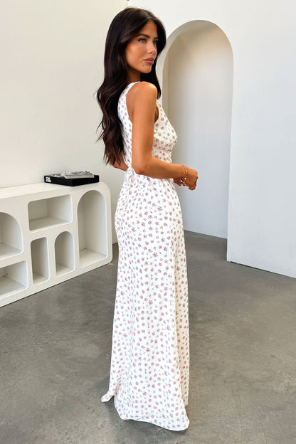 Naf V-Neck Maxi Dress - Rose Floral