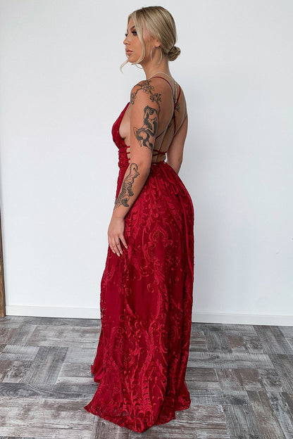 Scarlett Halter Maxi Dress - Burgundy